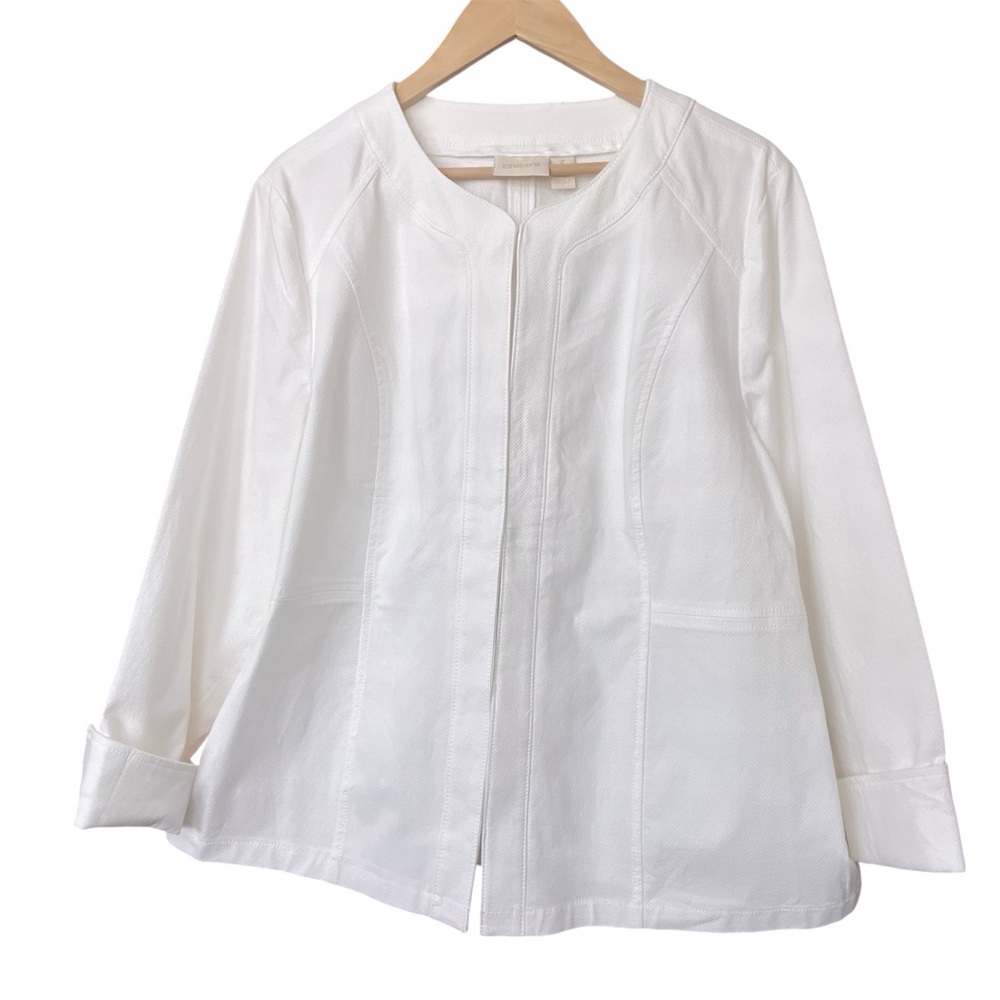 Chico's Alicia Textured Jacket in White - Size 3 (US 16)